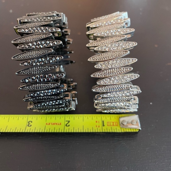 Set of sparkly rhinestone bracelets. One clear one black with magnetic closure. - Picture 3 of 4